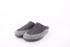 s`knöpfli Damen Hausschuh Pantolette Materialmix grau S23 X10639