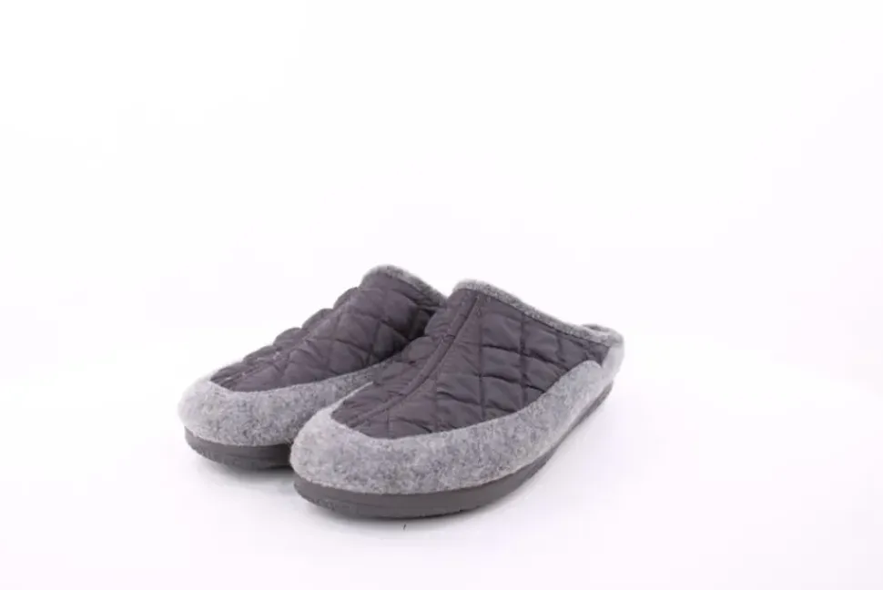 s`knöpfli Damen Hausschuh Pantolette Materialmix grau S23 X10639