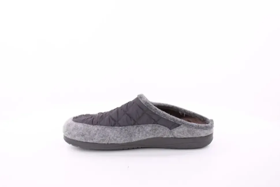 s`knöpfli Damen Hausschuh Pantolette Materialmix grau S23 X10639