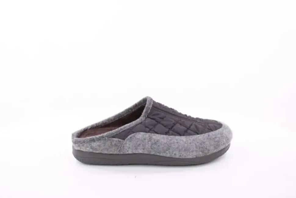 s`knöpfli Damen Hausschuh Pantolette Materialmix grau S23 X10639