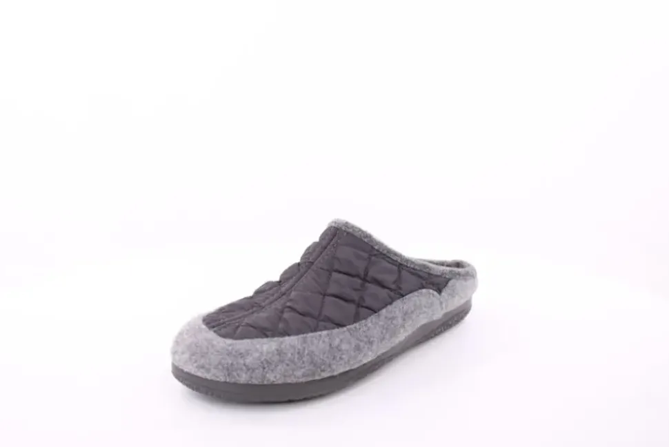 s`knöpfli Damen Hausschuh Pantolette Materialmix grau S23 X10639