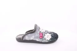s`knöpfli Damen Hausschuh Pantolette Wolken- Motiv grau S23 X29315