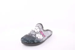 s`knöpfli Damen Hausschuh Pantolette Wolken- Motiv grau S23 X29315