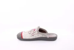 s` knöpfli Damen Hausschuh Pantolette Mond- Motiv grau S23 X29520