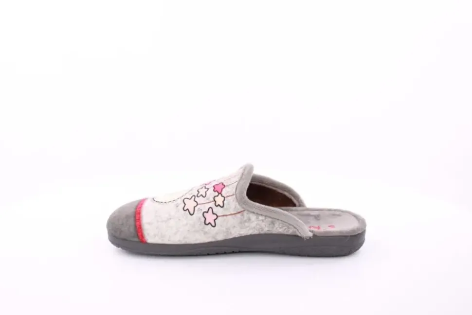 s` knöpfli Damen Hausschuh Pantolette Mond- Motiv grau S23 X29520