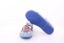 s`knöpfli Damen Hausschuh Pantolette Wechselfußbett Eulenmotiv blau S23 Z29403P