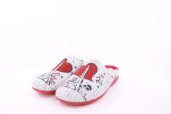 s`knöpfli Damen Hausschuh Pantolette Wechselfußbett Eifelturmmotiv grau S23 Z29378P