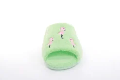 s`knöpfli Damen Pantolette Hausschuh Frottee Flamingo- Motiv grün S13 Z28814