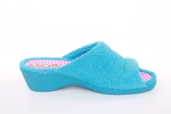 s`knöpfli Damen Pantolette Hausschuh Frottee Motiv- Druck blau S13 K27314
