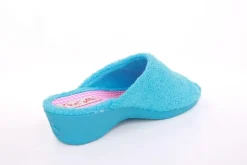 s`knöpfli Damen Pantolette Hausschuh Frottee Motiv- Druck blau S13 K27314