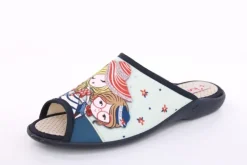 s`knöpfli Damen Pantolette Hausschuh Motiv blau S13 Z28827
