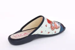 s`knöpfli Damen Pantolette Hausschuh Motiv blau S13 Z28827
