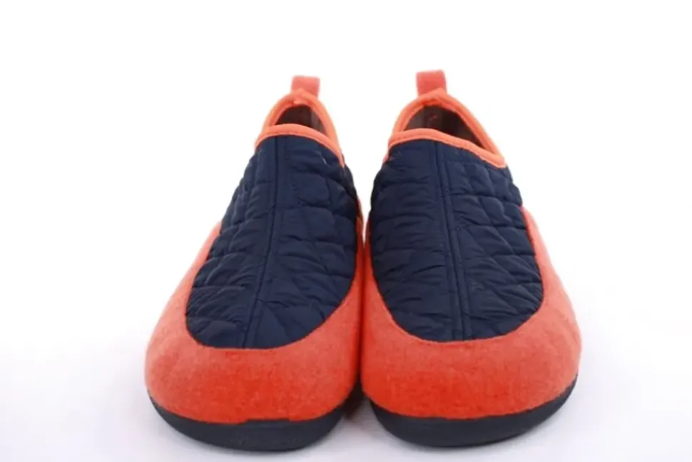 s`knöpfli Herren Hausschuh geschlossen Materialmix grau orange S22 AC10638