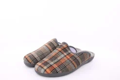 s`knöpfli Herren Hausschuh Pantolette kariert braun S23 AC11205