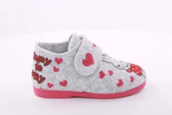 s´Knöpfli Kinder Hausschuh Klettverschluss Hasen Motiv grau S23 No34
