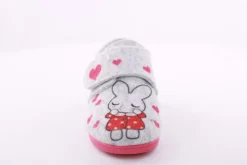s´Knöpfli Kinder Hausschuh Klettverschluss Hasen Motiv grau S23 No34