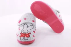 s´Knöpfli Kinder Hausschuh Klettverschluss Hasen Motiv grau S23 No34