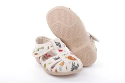 s`knöpfli Kinder Hausschuh Tier- Motiv Klettverschluss beige S13 Z28528