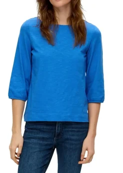 S.Oliver Baumwollshirt mit Puffärmeln weiß, blau schwarz S14 2145857