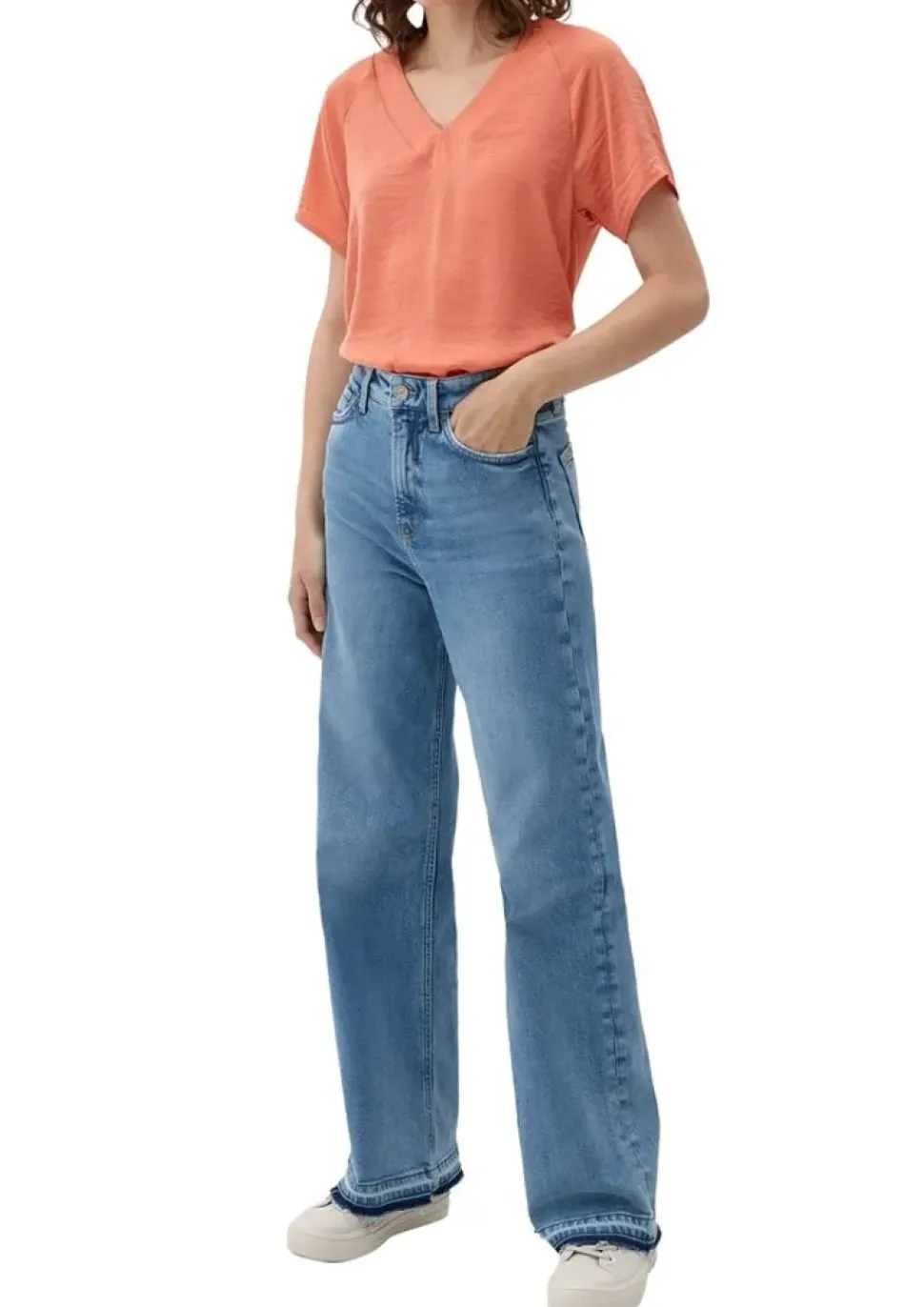 s.Oliver Blusenshirt mit V-Ausschnitt orange,grün,blau S13 2129455
