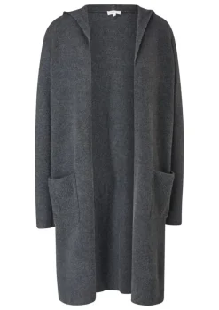 s.Oliver Damen Cardigan Kapuze aufgesetzte Taschen grau S22 2118908