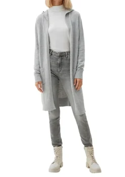 s.Oliver Damen Cardigan Kapuze aufgesetzte Taschen grau S22 2118908