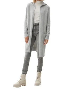 s.Oliver Damen Cardigan Kapuze aufgesetzte Taschen grau S22 2118908