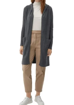 s.Oliver Damen Cardigan Kapuze aufgesetzte Taschen grau S22 2118908