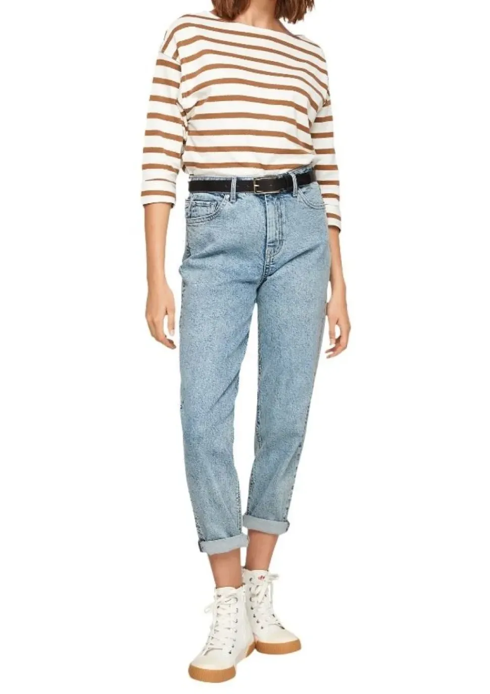 s.Oliver Damen Gürtel Leder Dornschließe schwarz S22 2103453