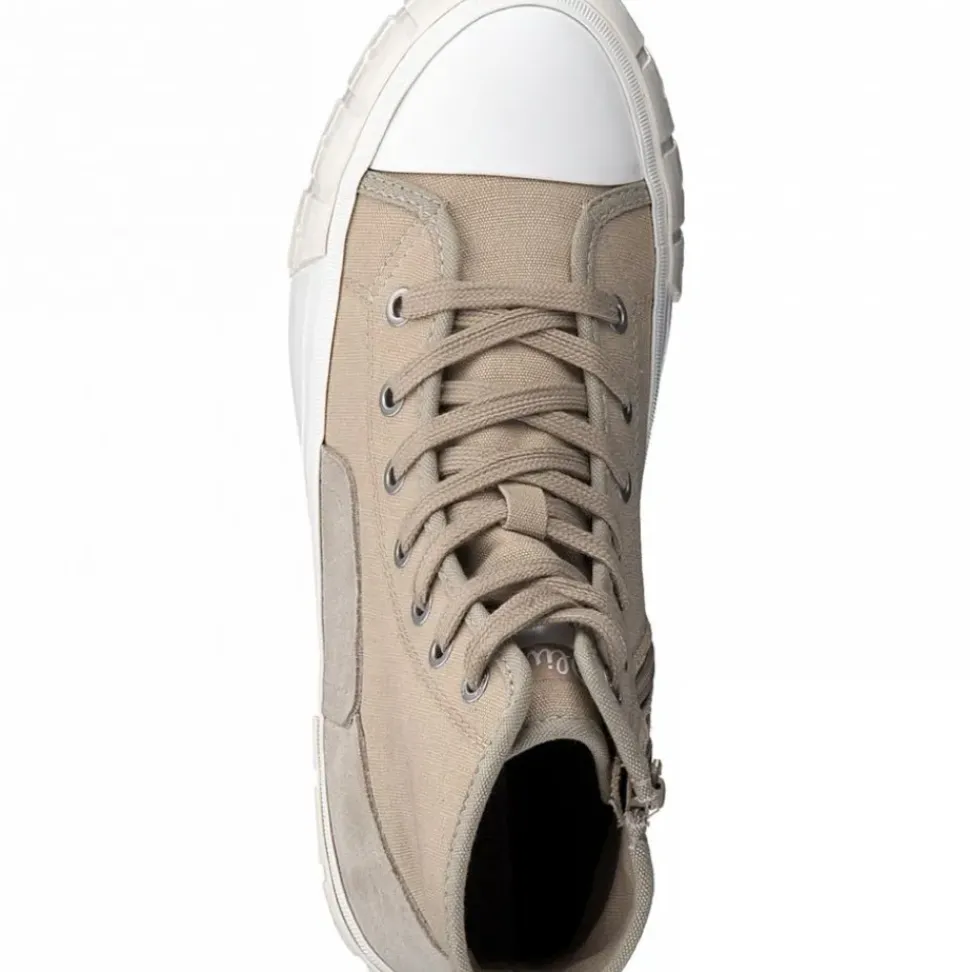 s.Oliver Damen Sneaker Hightop Canvas-Look beige S12 5-5-25206-28