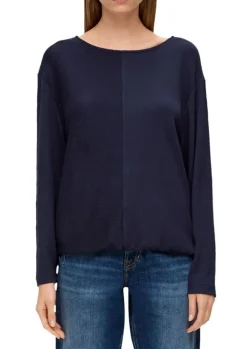 s.Oliver Damen Sweatshirt Rippstruktur weiß, blau S23 2136402