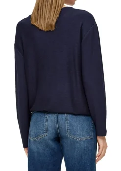 s.Oliver Damen Sweatshirt Rippstruktur weiß, blau S23 2136402