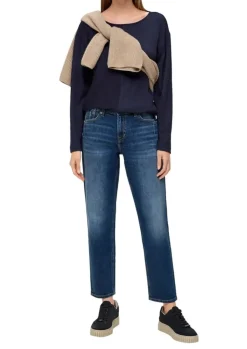 s.Oliver Damen Sweatshirt Rippstruktur weiß, blau S23 2136402