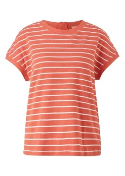 s.Oliver Damen  T-Shirt überschnittene Schulter Streifen rot blau S12 2112331