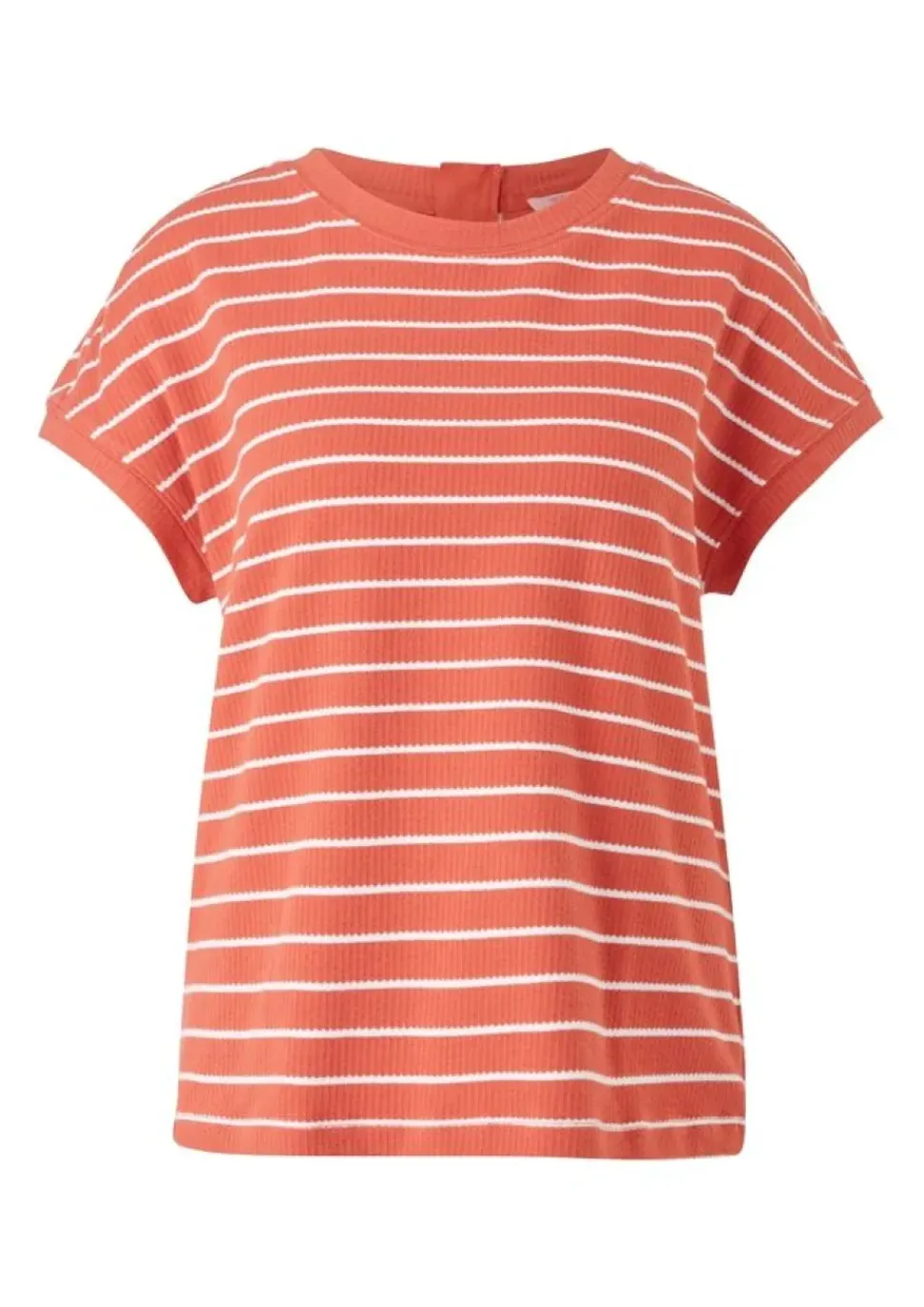 s.Oliver Damen T-Shirt überschnittene Schulter Streifen rot blau S12 2112331