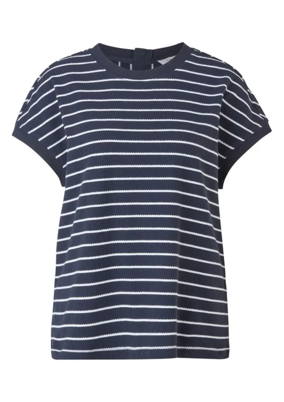 s.Oliver Damen T-Shirt überschnittene Schulter Streifen rot blau S12 2112331