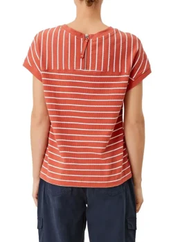 s.Oliver Damen T-Shirt überschnittene Schulter Streifen rot blau S12 2112331