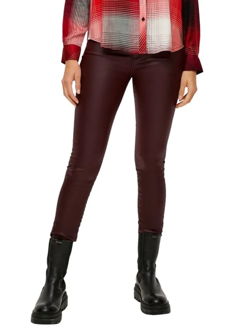 S.Oliver Jeans-Hose in Lederoptik rot, schwarz S14 2138954