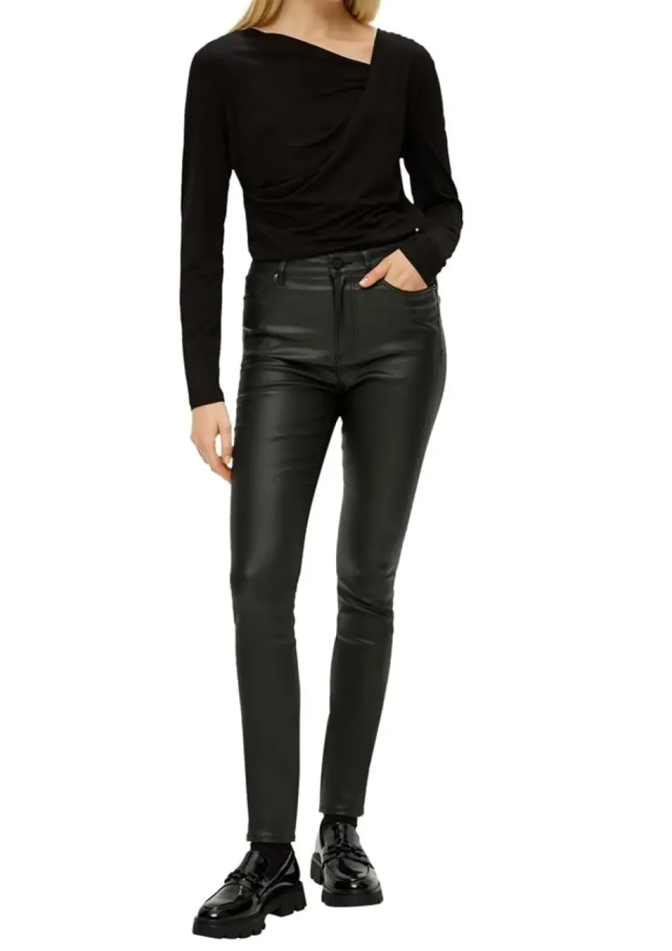 S.Oliver Jeans-Hose in Lederoptik rot, schwarz S14 2138954