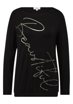 S.Oliver Longsleeve mit Aufdruck blau & schwarz S23 2138908