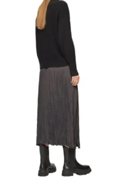s.Oliver Midi-Satinrock Damen grau S24 2156498