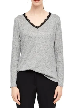 s.Oliver Shirt Langarm Spitze Melange 05912316893 1277045