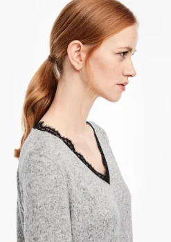 s.Oliver Shirt Langarm Spitze Melange 05912316893 1277045