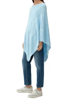 s.Oliver Strickponcho aus Viskosemix weiß, blau, orange S13  2128002