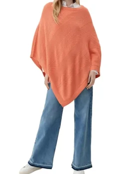 s.Oliver Strickponcho aus Viskosemix weiß, blau, orange S13  2128002