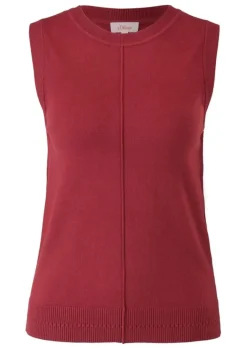 s.Oliver Stricktop Pullunder Ripp- Details, Ziernahnt rot,grau,schwarz S22 2120337