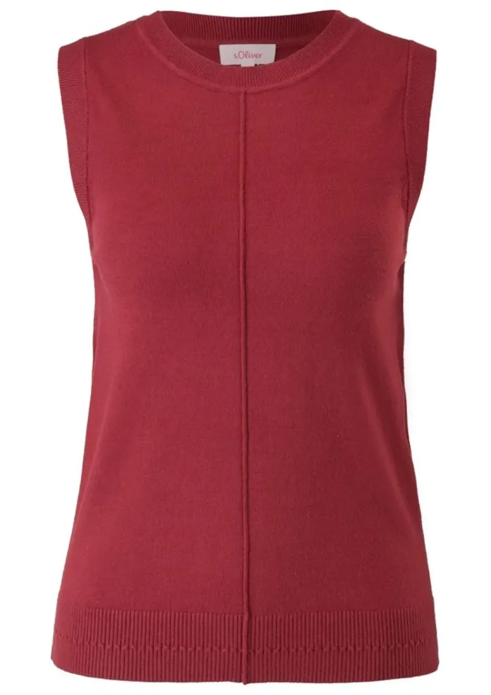 s.Oliver Stricktop Pullunder Ripp- Details, Ziernahnt rot,grau,schwarz S22 2120337