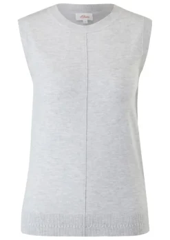 s.Oliver Stricktop Pullunder Ripp- Details, Ziernahnt rot,grau,schwarz S22 2120337