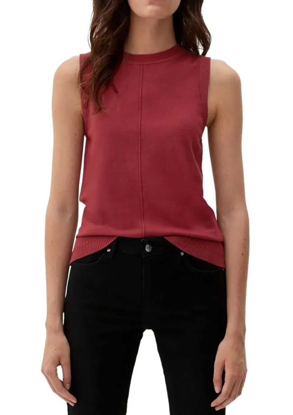 s.Oliver Stricktop Pullunder Ripp- Details, Ziernahnt rot,grau,schwarz S22 2120337