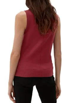 s.Oliver Stricktop Pullunder Ripp- Details, Ziernahnt rot,grau,schwarz S22 2120337
